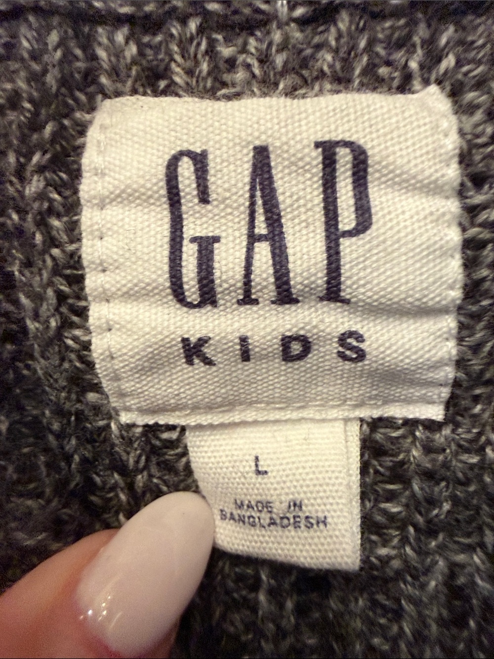 GAP Boys Navy-Gray Zip Mock Neck Sweater Size Large - Picture 2 of 4